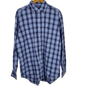 Ralph Lauren Blake Blue White Plaid Long Sleeve Button Shirt Sz L